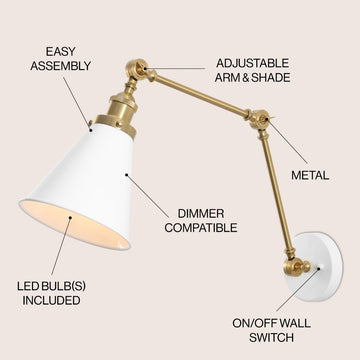 Rover 7" Adjustable Arm Metal LED Wall Sconce